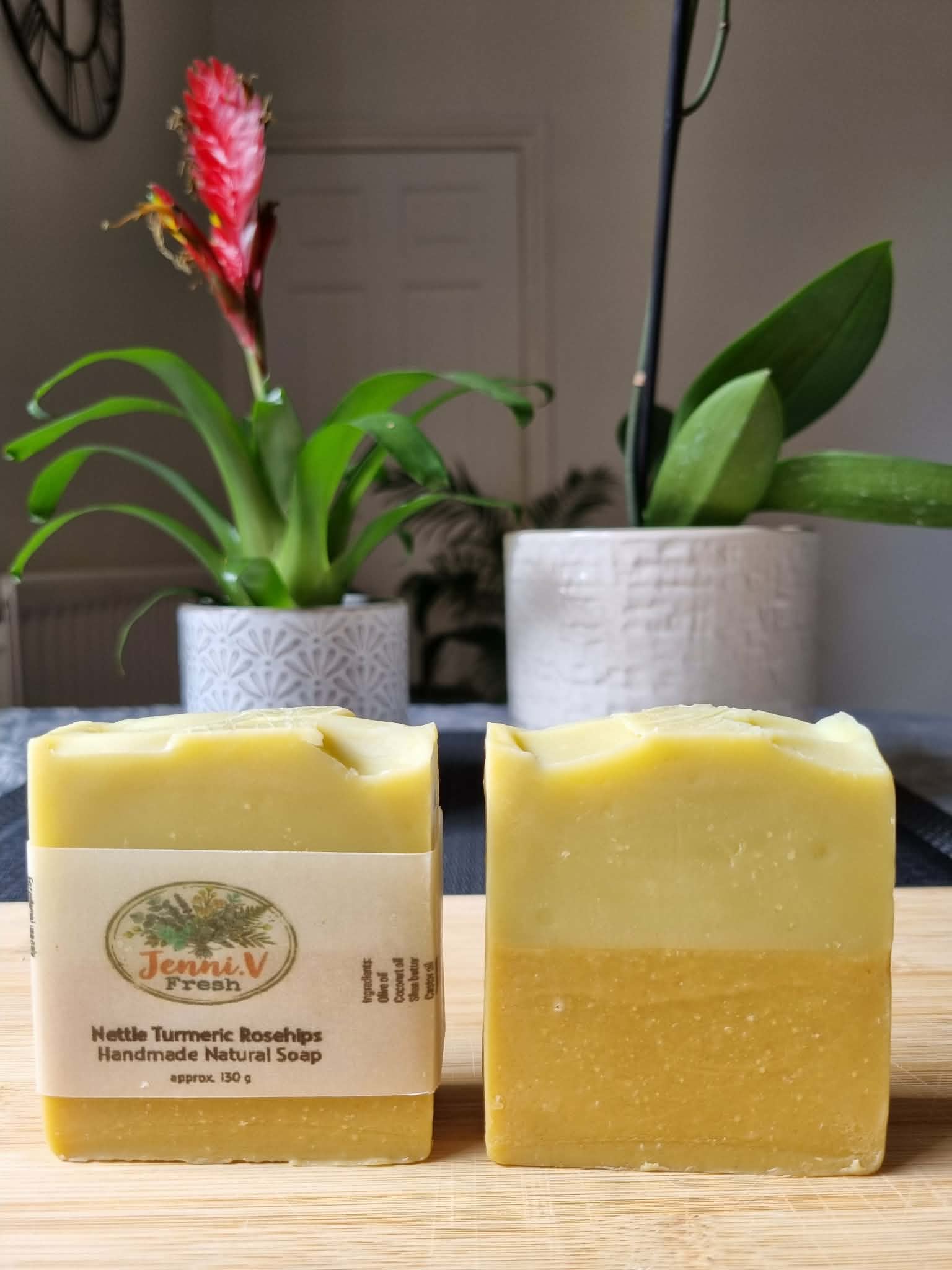 Nettle Turmeric Rosehips w/ goat milk Handmade natural soap